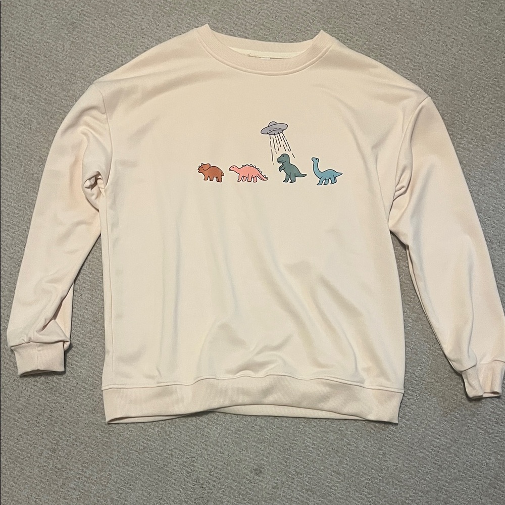 Cream Dinosaur Graphic Sweatshirt